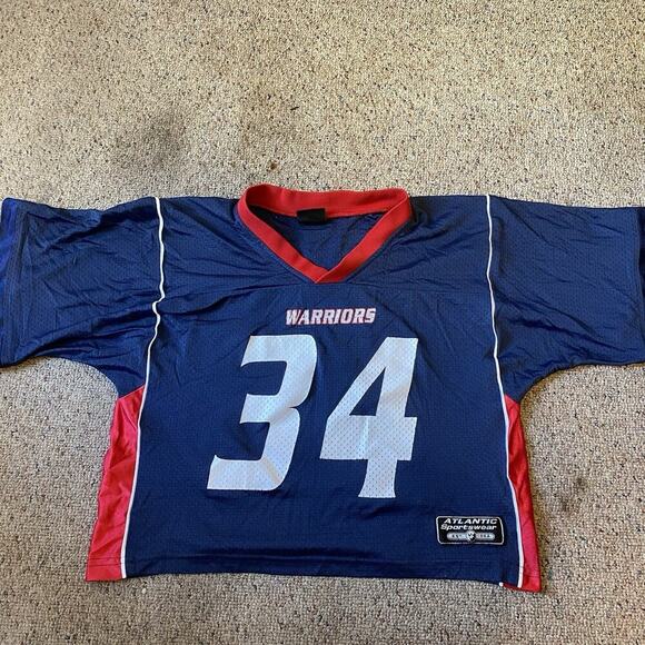 Atlantic Sportswear Other - Vintage Athletic Sportswear Jersey Sz XS USA Made Warriors 34 Mesh Cropped